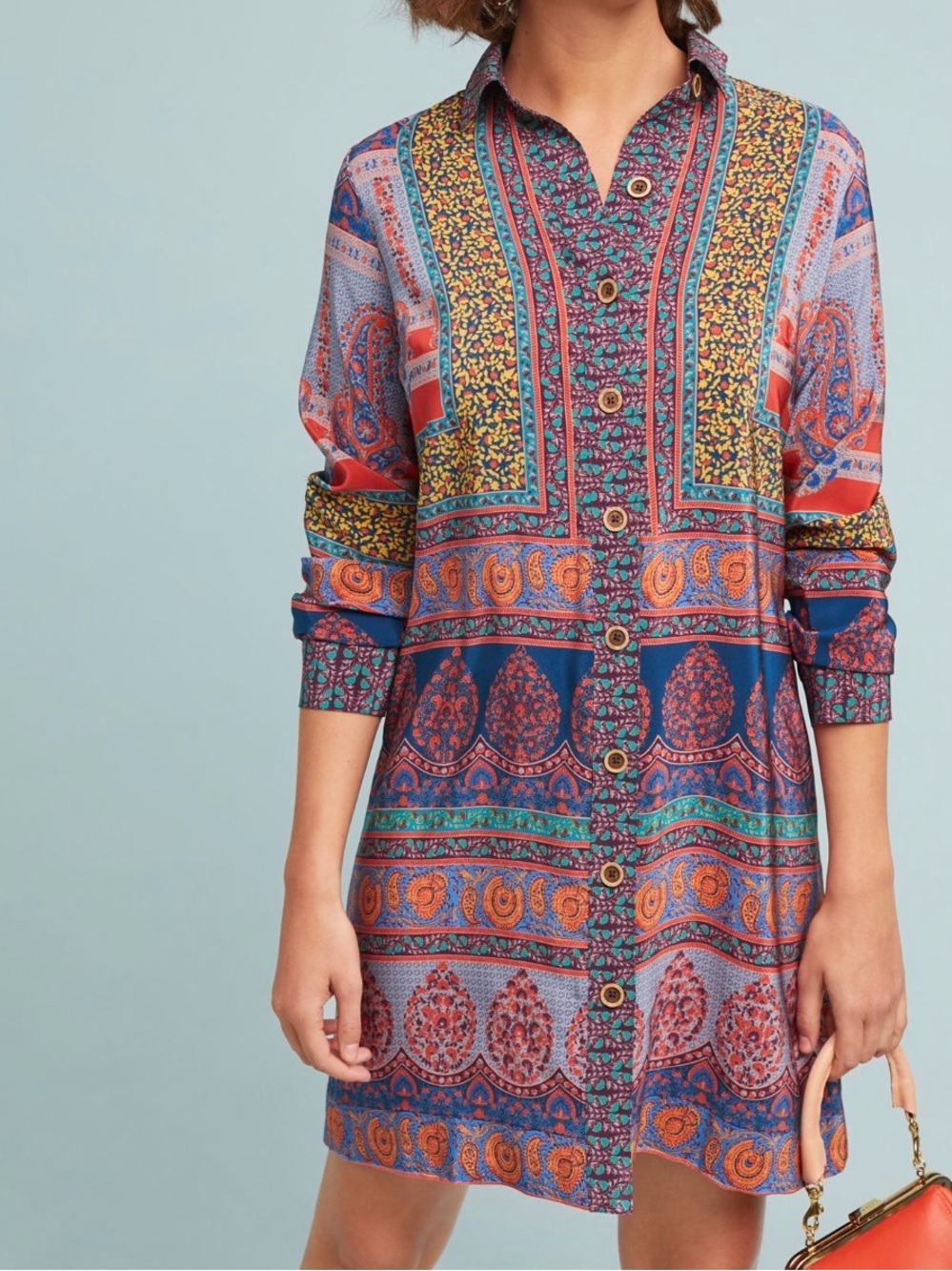 Anthropologie Maeve Printed Shirt Dress Boho